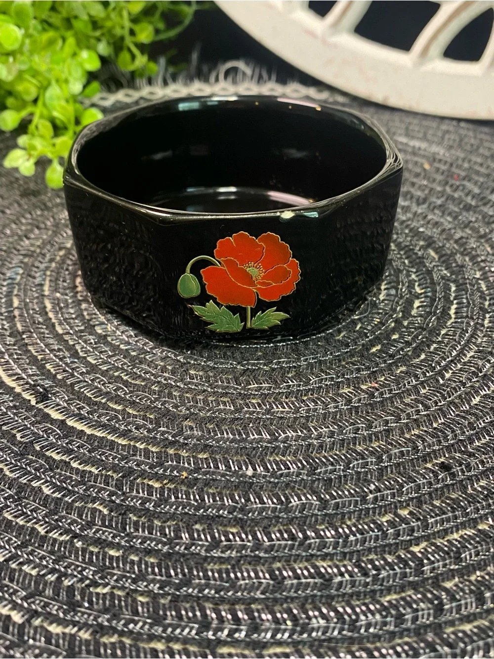 Red‎ Poppies Japanese Fine China Trinket Dish
